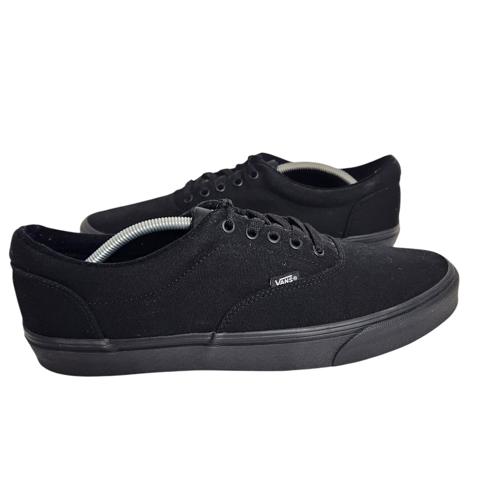 Vans Doheny Low Vulcanized Mens Size 12 Triple Black Canvas Lace Up Skate Shoes